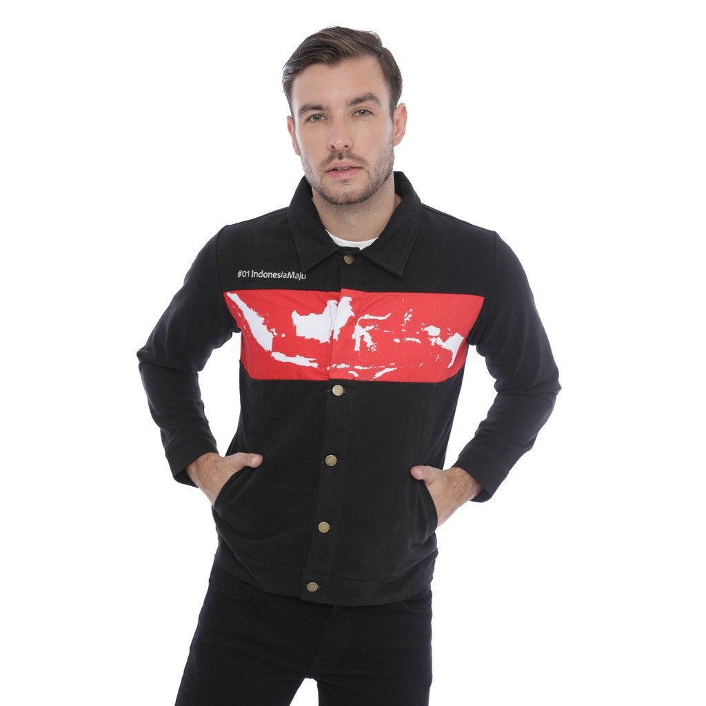 Jaket Pria/ Jaket Hitam/ Jaket Denim Jeans/ Jaket Jokowi INDONESIA BERSATU