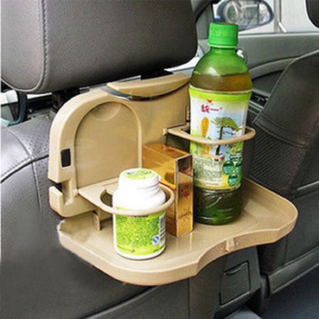 Meja lipat makan minum headrest mobil travel dining tray