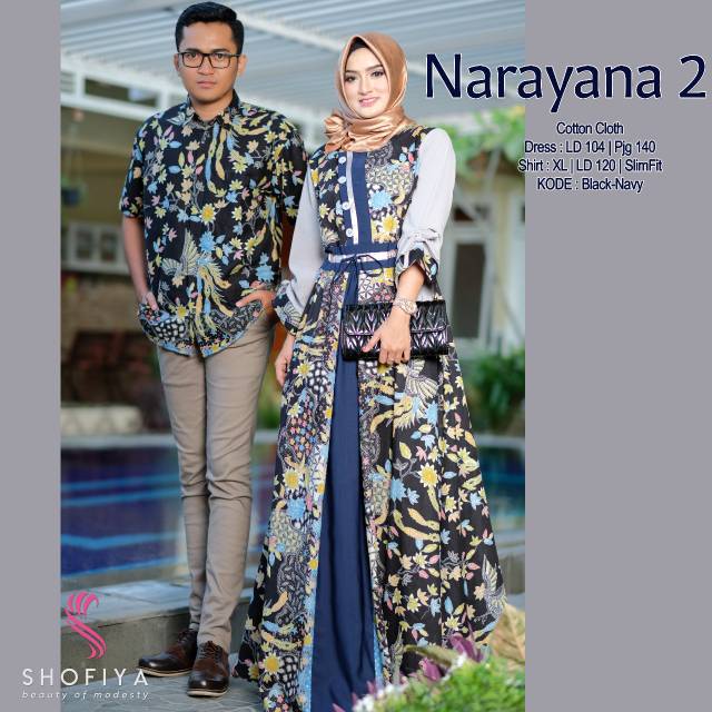 Narayana 2 Sarimbit Couple Gamis Kemeja Batik Ori Shofiya Shopee Indonesia