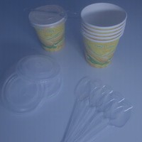 Satu Set Paper Cup + Tutup + Sendok Plastik Untuk Jagung Manis Jasuke