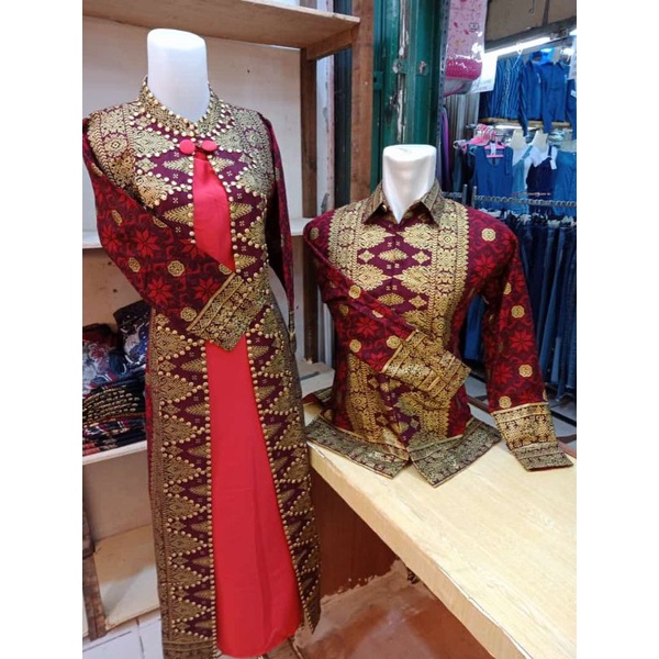 gamis batik songket palembang-baju couple-baju kondangan