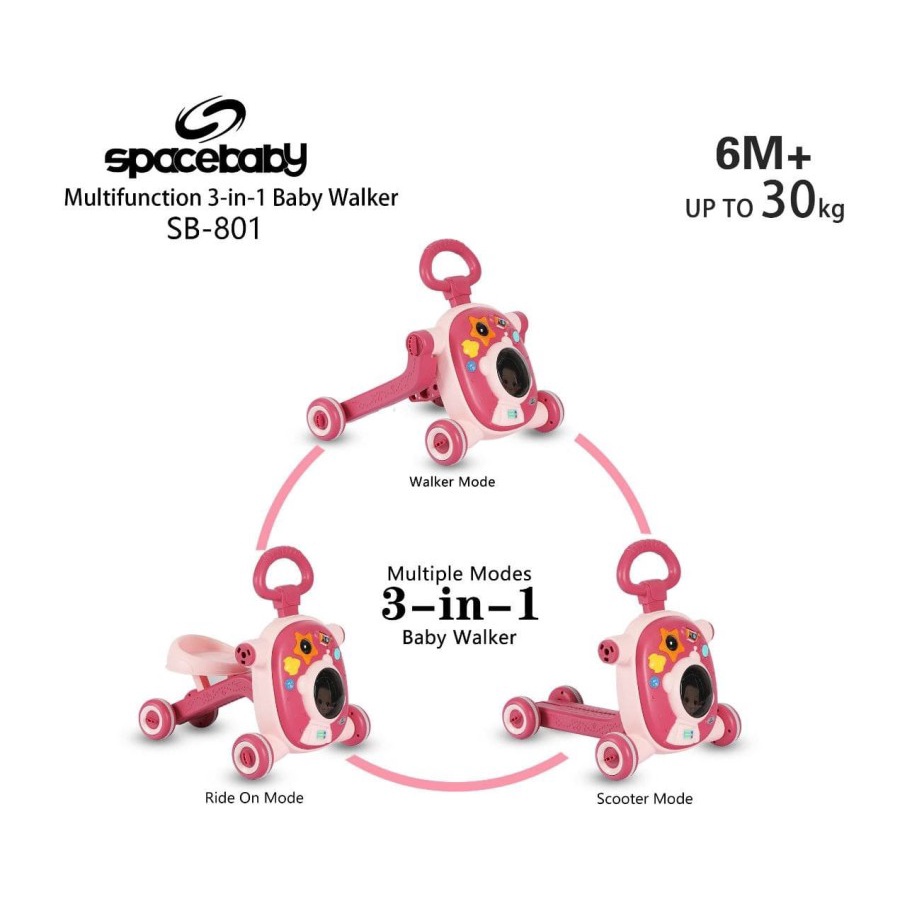 Spacebaby Multifunction 3 in 1 Baby Walker SB801 - Alat Bantu Jalan Bayi