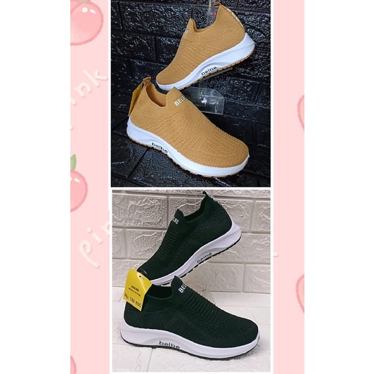 Sepatu Belbe Sneakers Tanpa Tali Imoprt Terlaris Size:36-40 Warna:Hitam,Putih,Hijau army