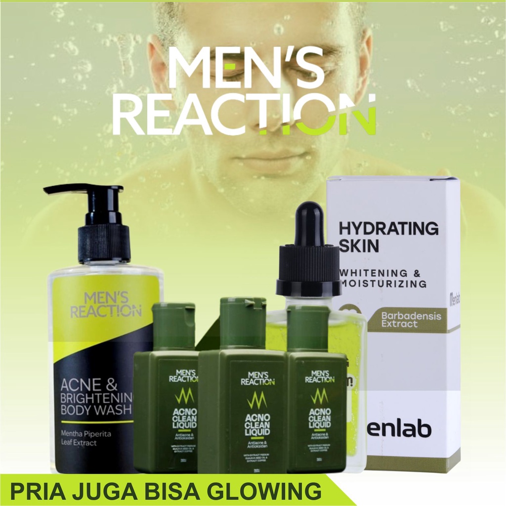 Sabun Jerawat MENS REACTION Acno Clean Liquid Anti Bakteri Pembersih Pencerah Pemutih Wajah Pria  Penghilang Bekas Jerawat Flek Hitam Nature Reaction Crystal Bright Serum Pria Wanita original