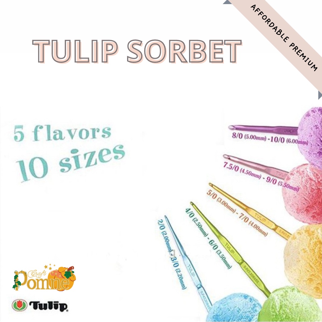 TULIP SORBET HAKPEN 2 UKURAN (Alat/Jarum Rajut) TULIP JAPAN PREMIUM QUALITY AFFORDABLE DOUBLE ENDED HOOK JARUM RAJUT DUA SISI CROCHET HOOK