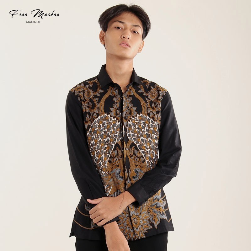 Maginot Kemeja Batik 2.0 Naraya-ls Lengan Panjang Pria + Free Masker
