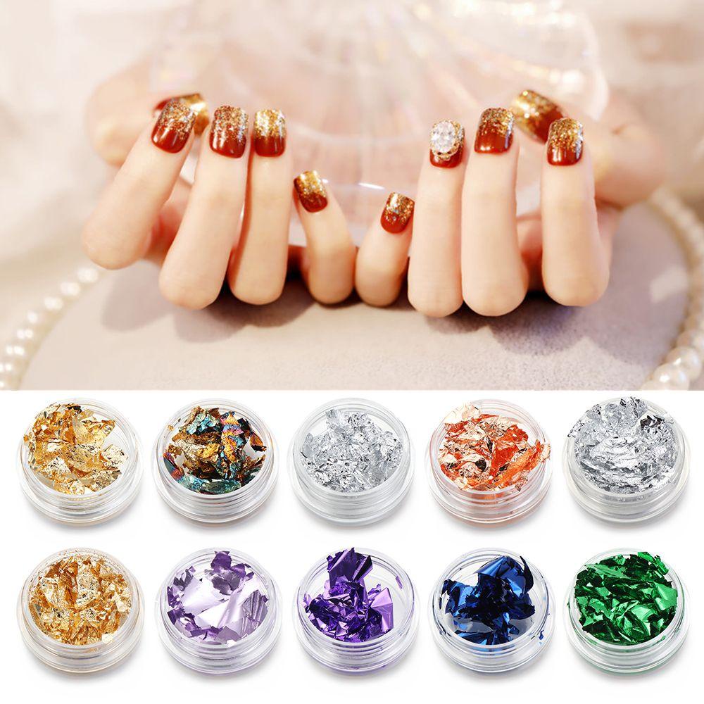 Preva 12PCS Gold Leaf Flake DIY Kerajinan Sequin Art Dekorasi Gilding Decor Filling Bahan Resin Cetakan Tambalan