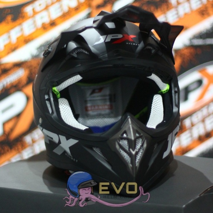 HELM JPX CROSS_SOLID - BLACK DOFF / SILVER + GOOGLE SNAIL (ONGKIR 2 KG) JPX BLACKDOFF HITAM DOP