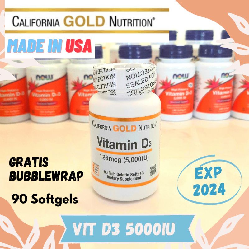 CALIFORNIA ASLI ORI Vitamin D3 5000IU 90 Softgels Vit D 5000 IU