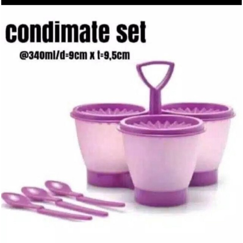 Tempat bumbu condimate tupperware ungu 3 pcs