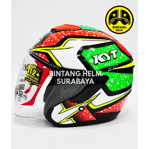 KYT Kyoto Leopard Red Green Fluo