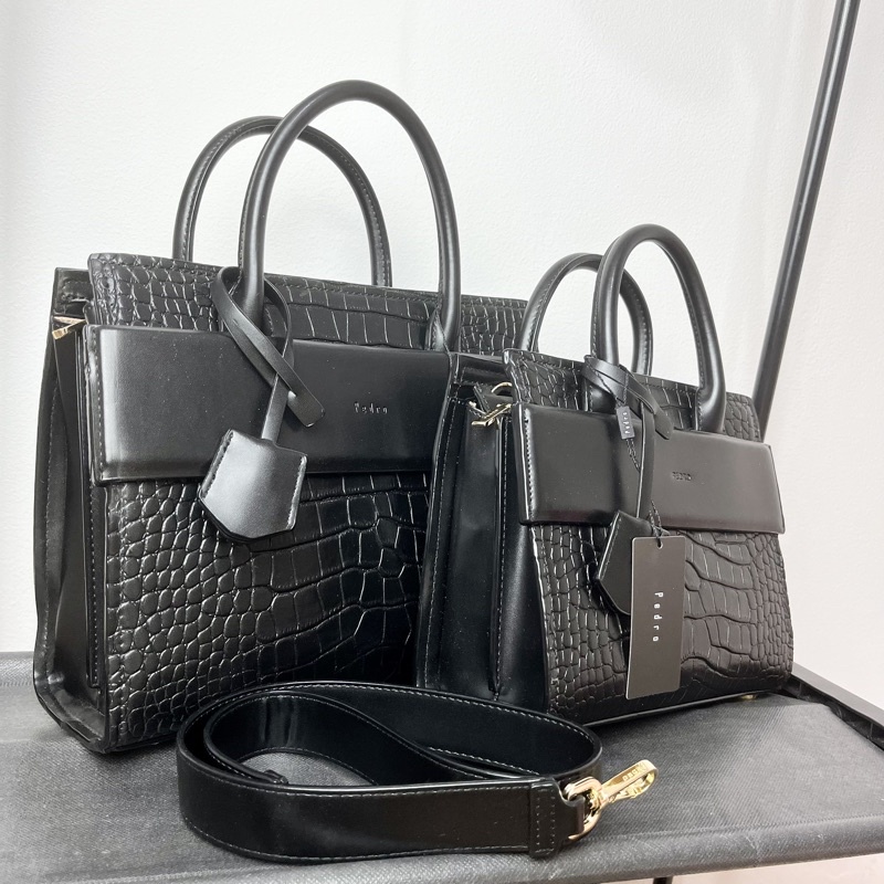 (BEST SELLER) Pedro Croc-Effect Top Handle Bag