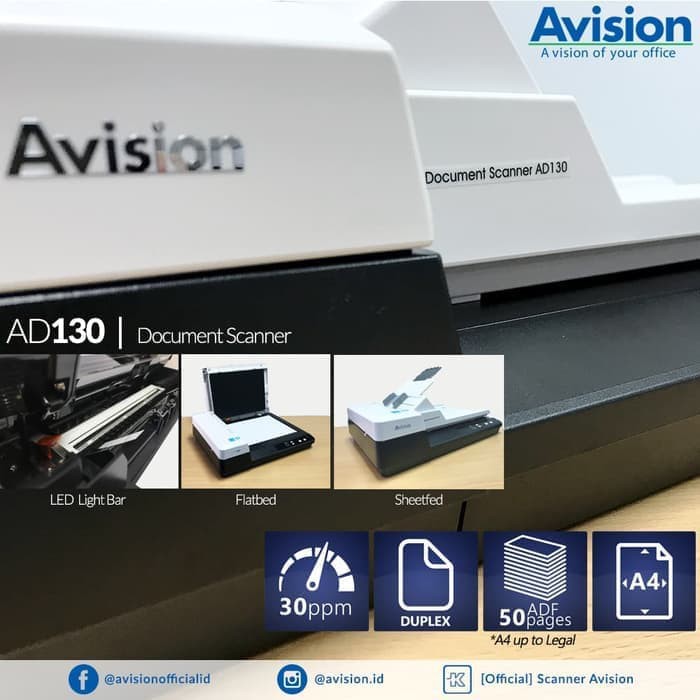 Scanner Avision AD130 Duplex ADF Flatbed Garansi Resmi AD 130 - 30ppm