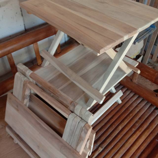 Meja belajar lipat anak kayu jati / meja belajar anak / meja lipat anak kayu / meja belajar kayu
