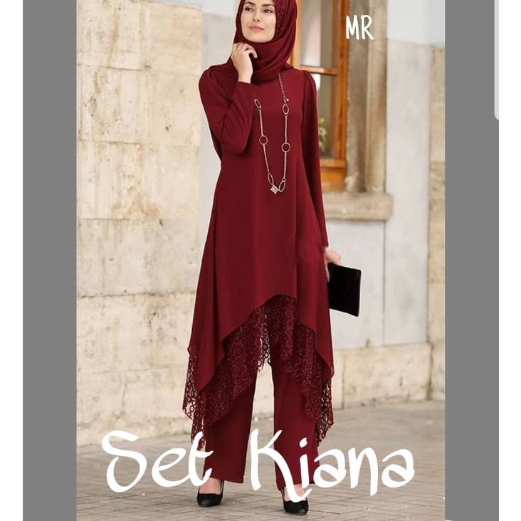 SET CELANA KIANA, BRUKAT MOSCREPE, GAMIS HIJAB MUSLIM, MAXY DRESS, SETELAN