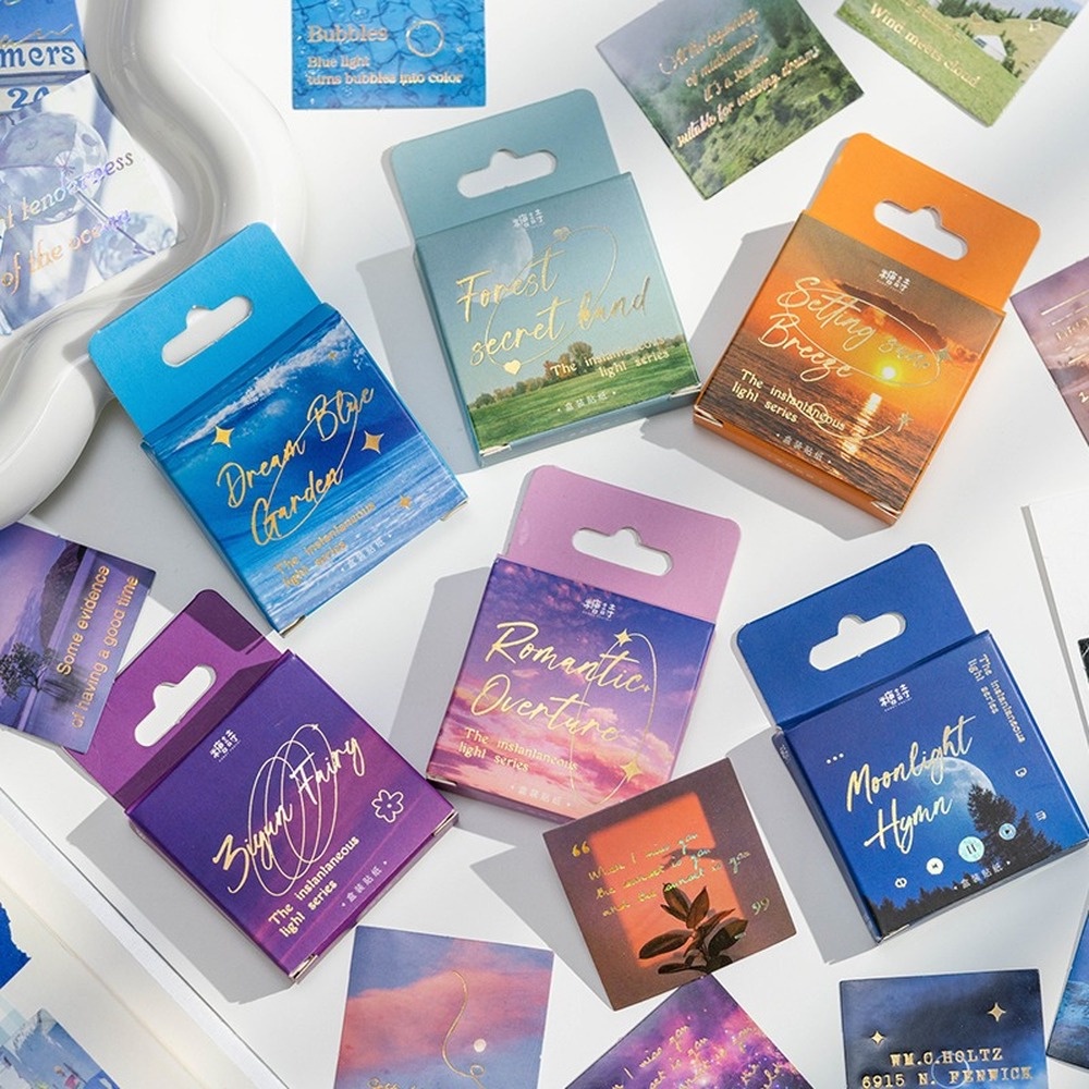 

45pcs Stiker Aesthetic Seri Pemandangan Bronzing Dekorasi Scrapbook Journal DIY