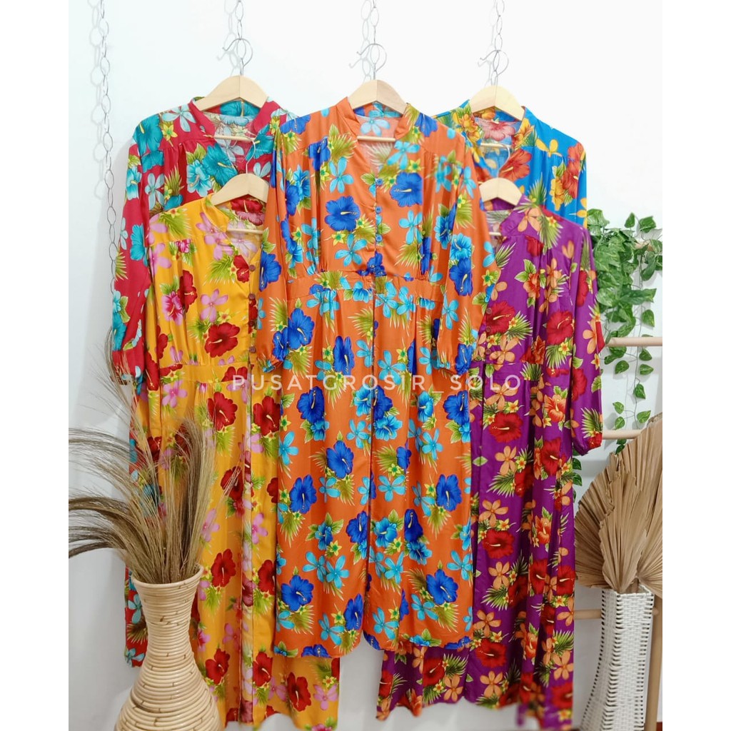 CUCI GUDANG!! LOLLY DRESS BELAH PUSATGROSIR_SOLO/ DRESS BELAH BUNGA RAYON PREMIUM TERMURAH