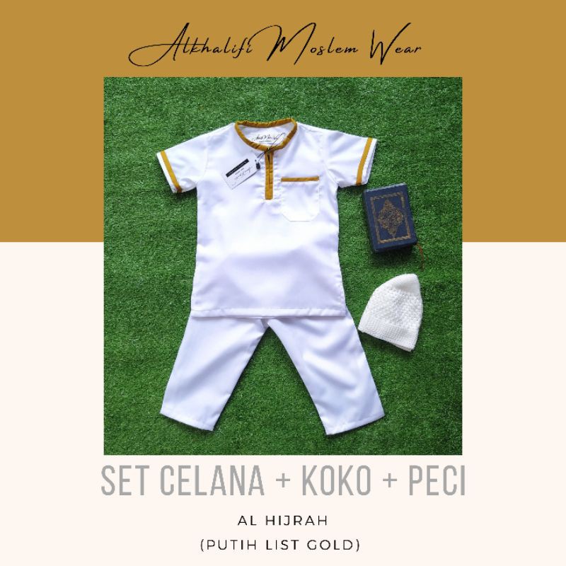 New Arrival SET KOKO AL HIJRAH (PUTIH LIST GOLD) | Set Koko Anak Pakistan Bayi Balita by Alkhalifi