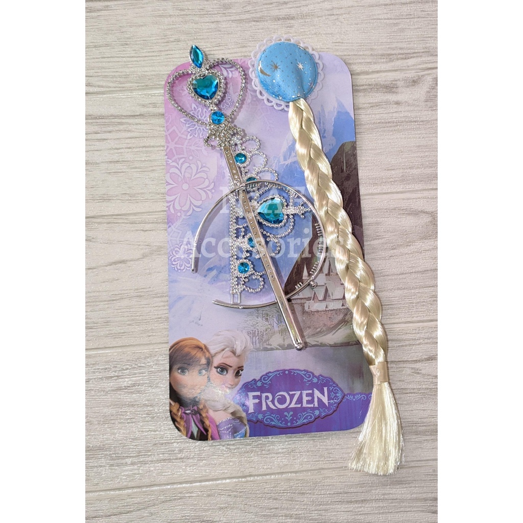 AKSESORIS FROZEN TONGKAT FROZEN 3 IN 1 ( AKSESSORIES MAHKOTA + RAMBUT + TONGKAT )