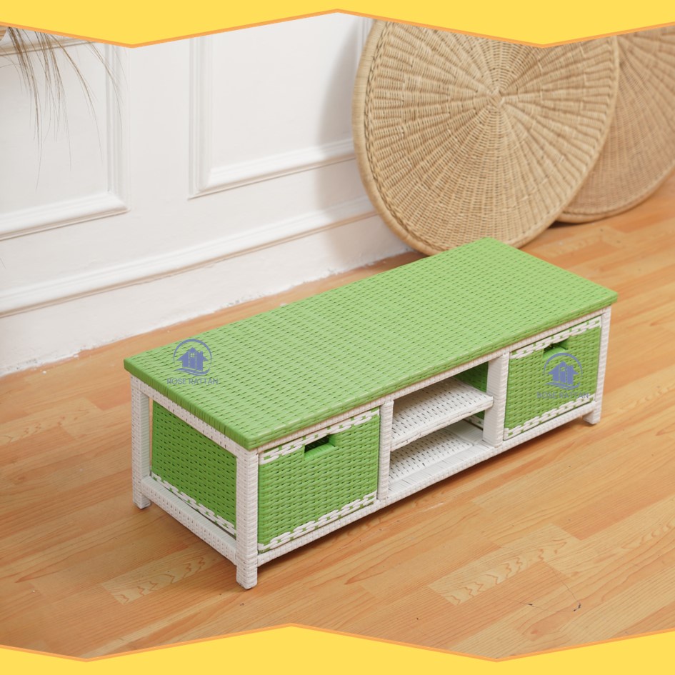 Rak TV Meja Lemari Minimalis Buffet Rotan Sintetis Plus Laci