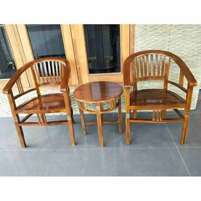 KURSI TERAS  MINIMALIS BETAWI BAHAN  KAYU  JATI JEPARA ASLI 