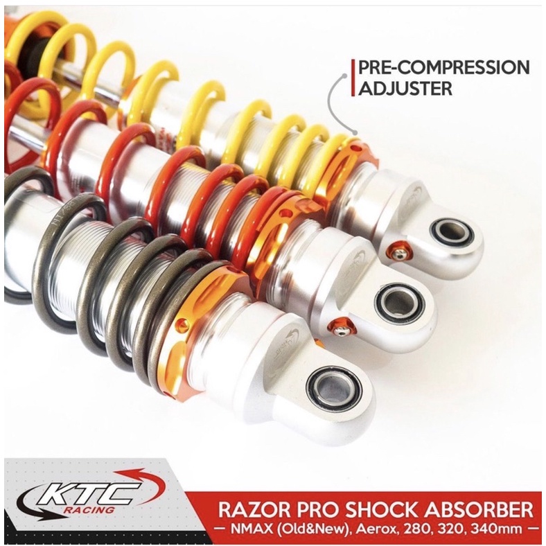 Shock KTC Racing Razor Pro Steering Dumper Shockbreaker Bebek 280mm 320mm 340mm 335mm Jupz Vega Fizr Supra Kharisma Revo Tigel GL Pro Mega Pro RX King NMax Old PCX150 FOURSIX_46