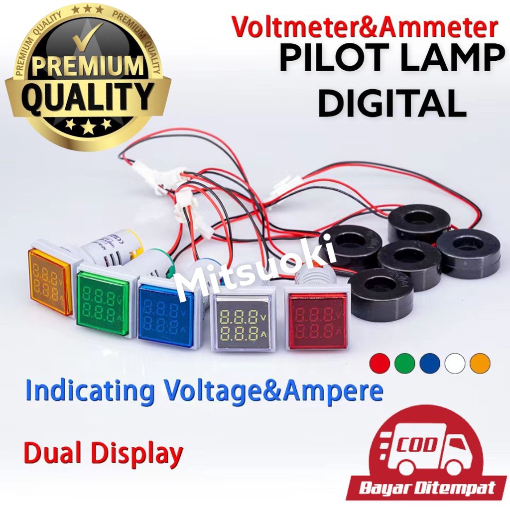 PILOT LAMP DIGITAL/VOLTMETER+AMPREMETER TYPE AD16-22DVA AS16-22FVA