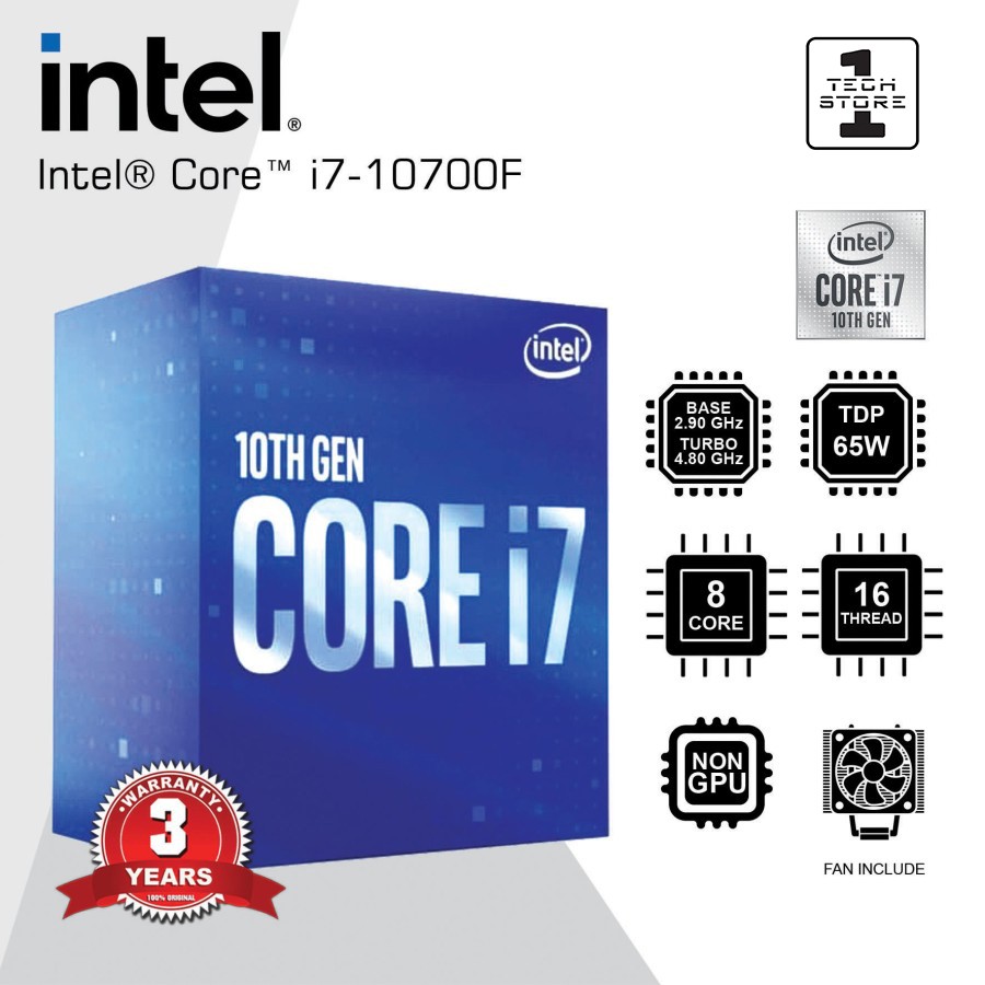 Processor Intel Core i7-10700F Gen 10th |16MB Cache| 2.9 GHz - 4.8 GHz