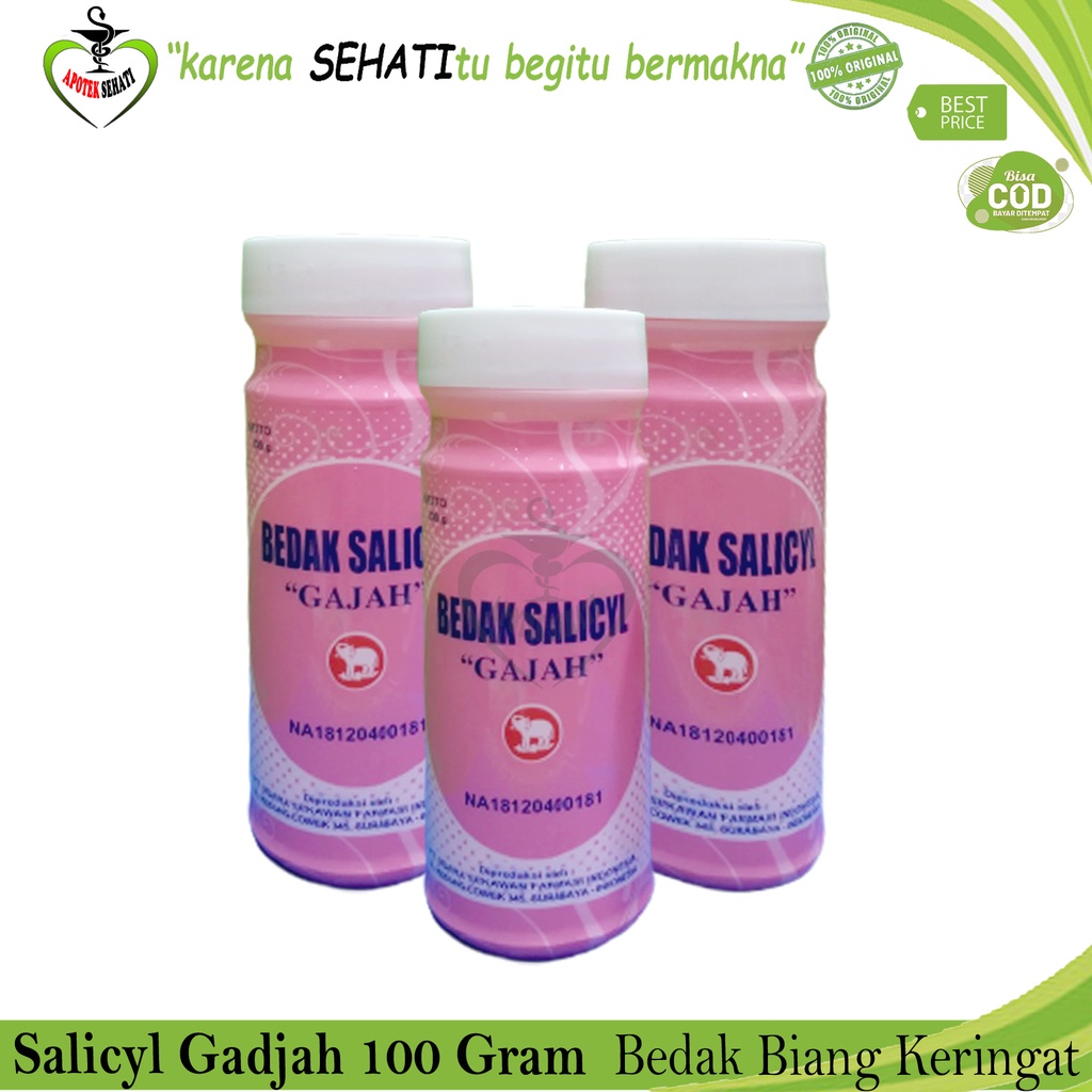 Bedak Salicyl Cap Gajah Pink 100 Gram Kulit Biang Keringat