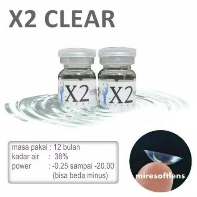 Softlens Minus Clear/bening merk X2