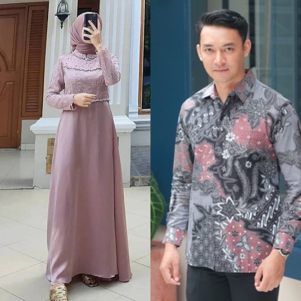 [READY JUMBO] COUPLE GAMIS MAXI COUPLE BRUKAT DRESS BRUKAT MAXI COUPLE GAMIS KONDANGAN