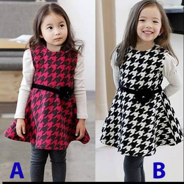 SHR - Dress Anak Perempuan Sharena PINK BLACK / WHITE BLACKu