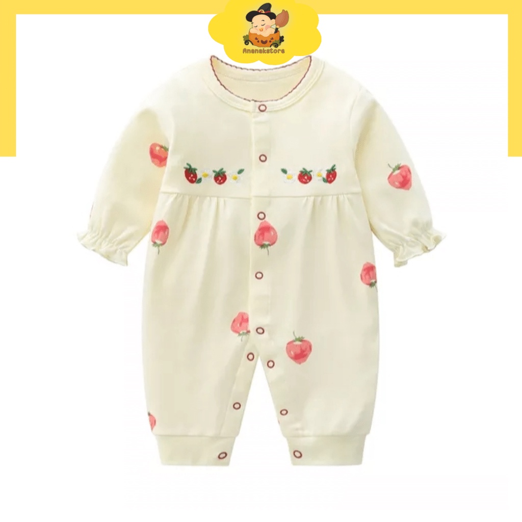 Ananakstore / Jumper bayi Perempuan 0-1tahun STROBERI KUNING / Baju bayi / Jumper bayi lucu dan cantik