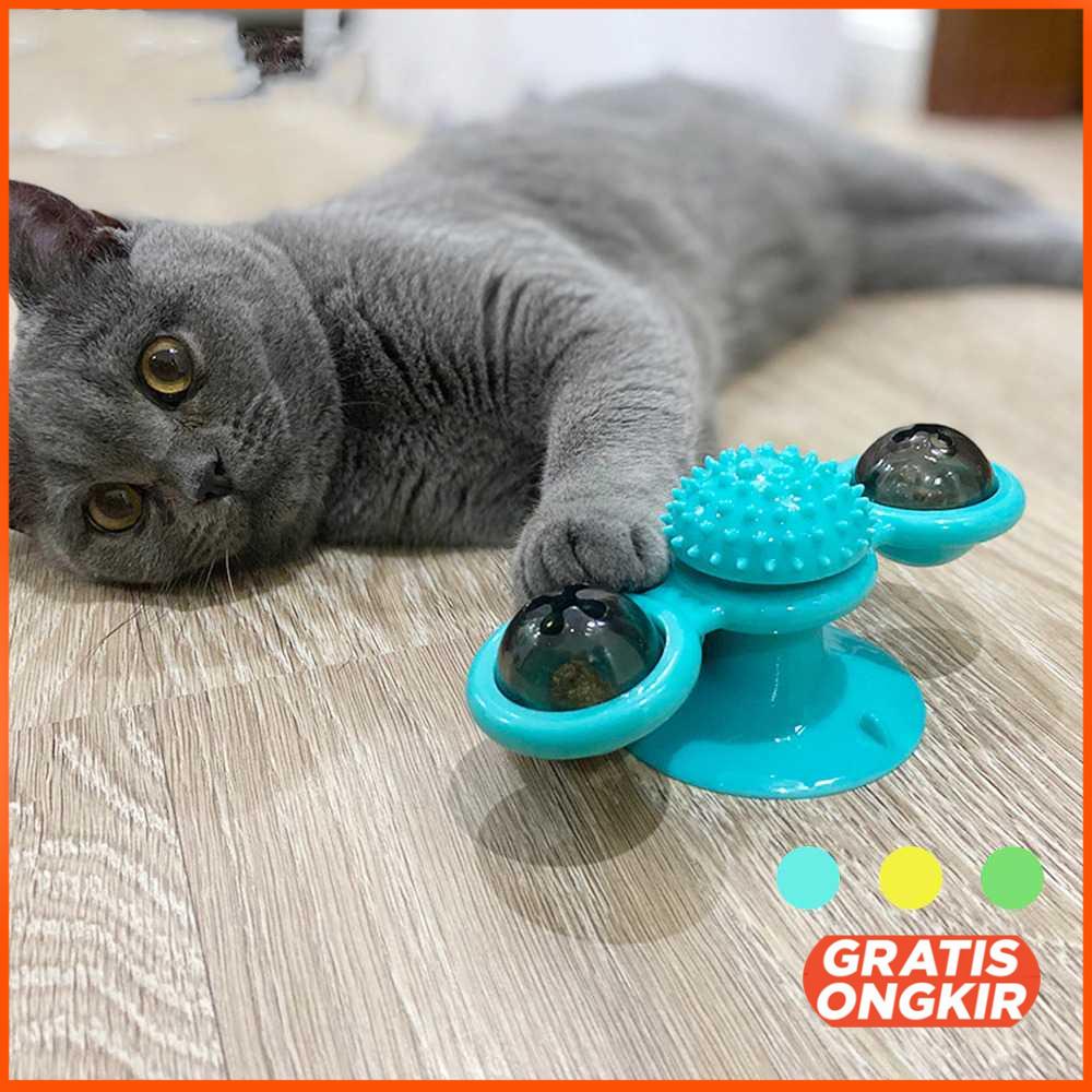 Mainan Kucing Cat Windmill Toy Catnip Ball Teeth - SR9