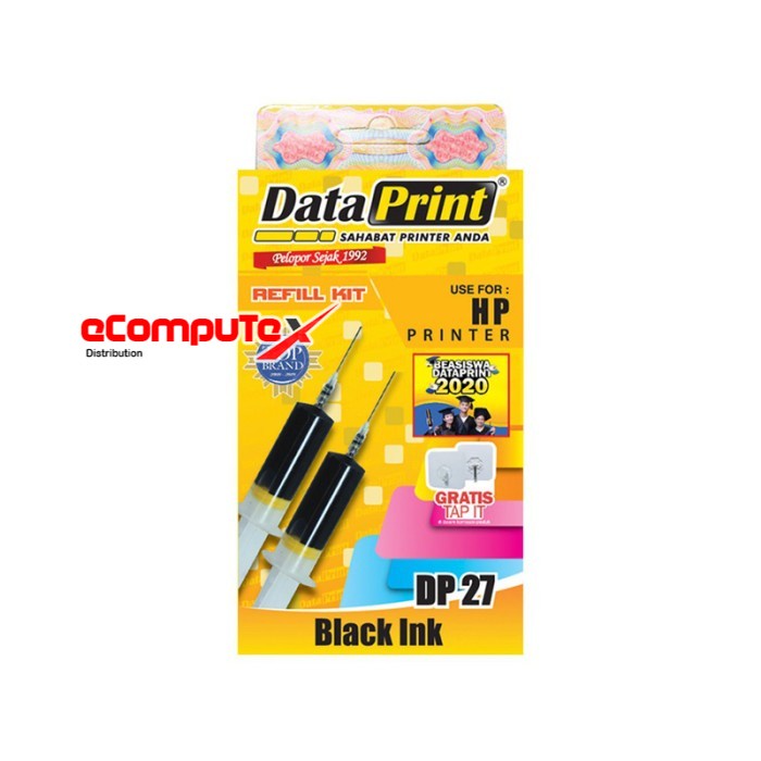 TINTA SUNTIK HP DATA PRINT 27 BLACK / HP DP27 / DP 27 INK PRINTER INFUS HITAM ORIGINAL - RESMI