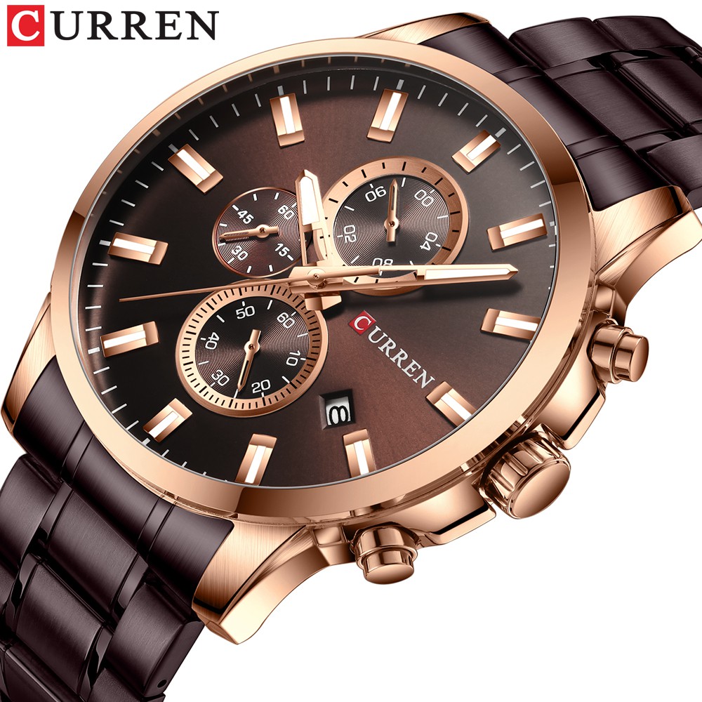 CURREN 8348 Jam Tangan Pria Analog Stainless Steel Chronograph Aktif WATCHKITE WKOS