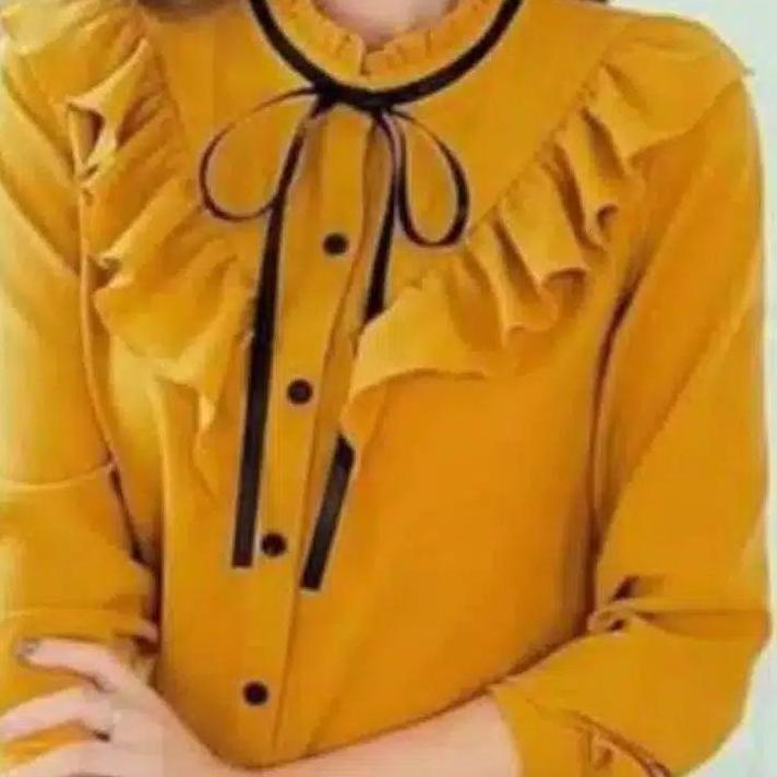 Model Baru.. BLOUSE CLAUDIA BASIC REMPEL LEHER PITA KEKINIAN