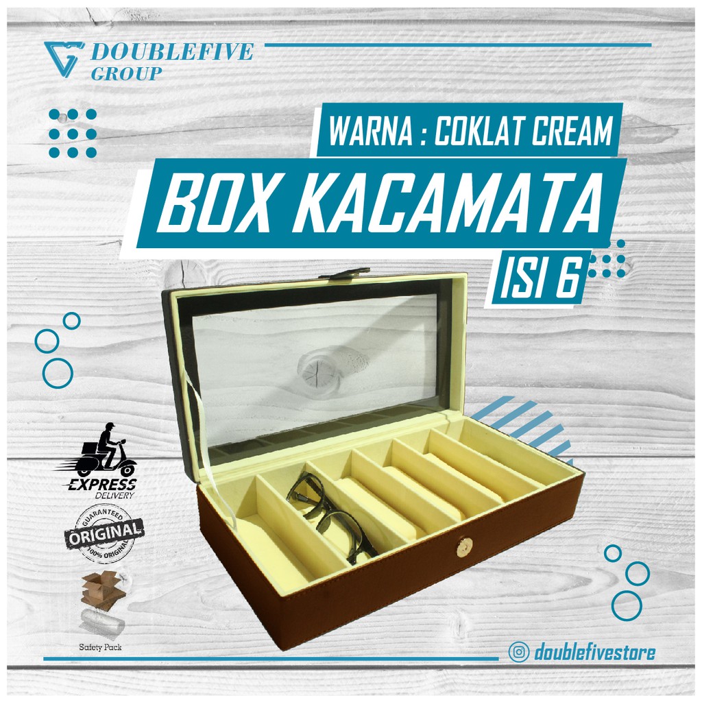 Kotak Kacamata Isi 6 Warna Coklat Cream / Box Kacamata / Tempat Kacamata / Glasses Box