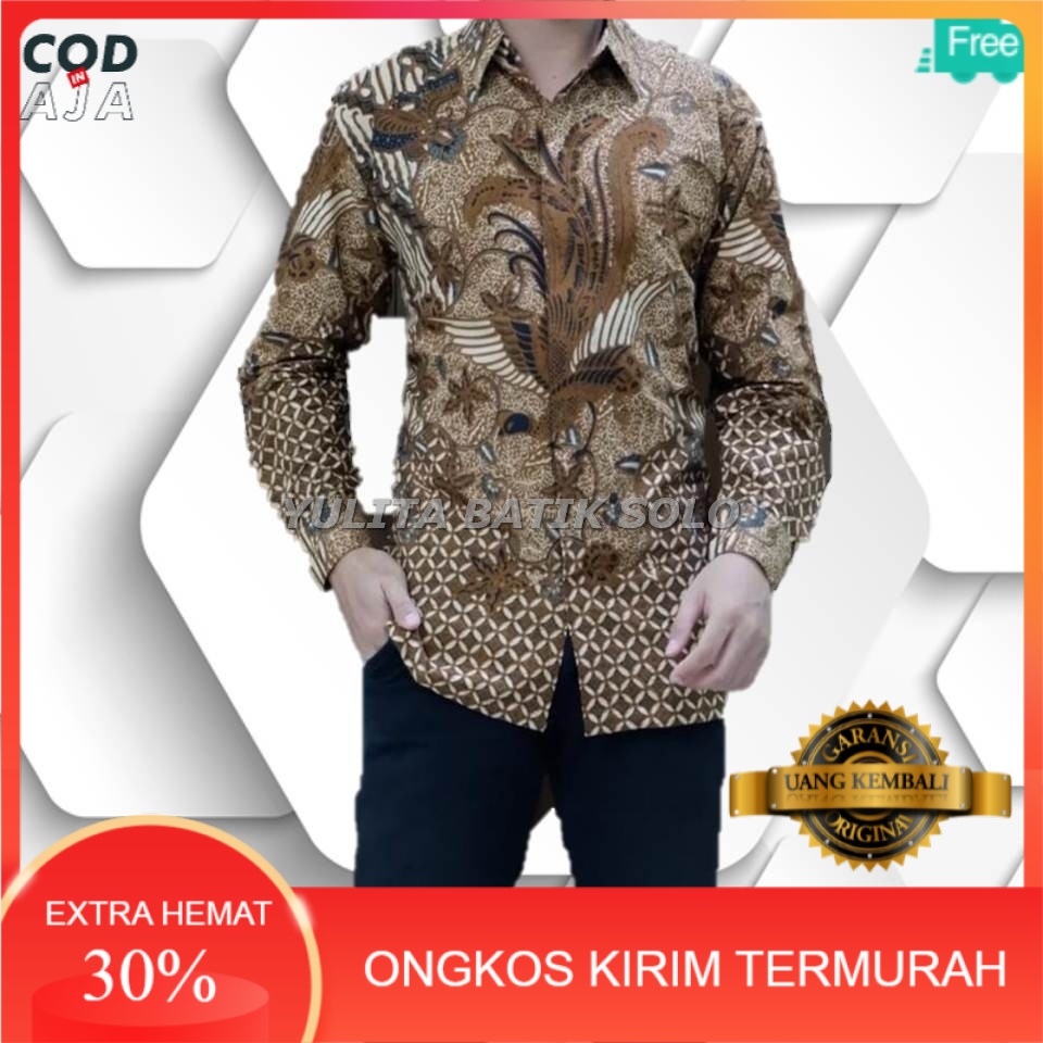 ` B5 Baju BATIK Solo PRIA JUMBO Model Slim Fit M L XL XXL XXXL 4XL-7XL SAMPAI LD 140 CM