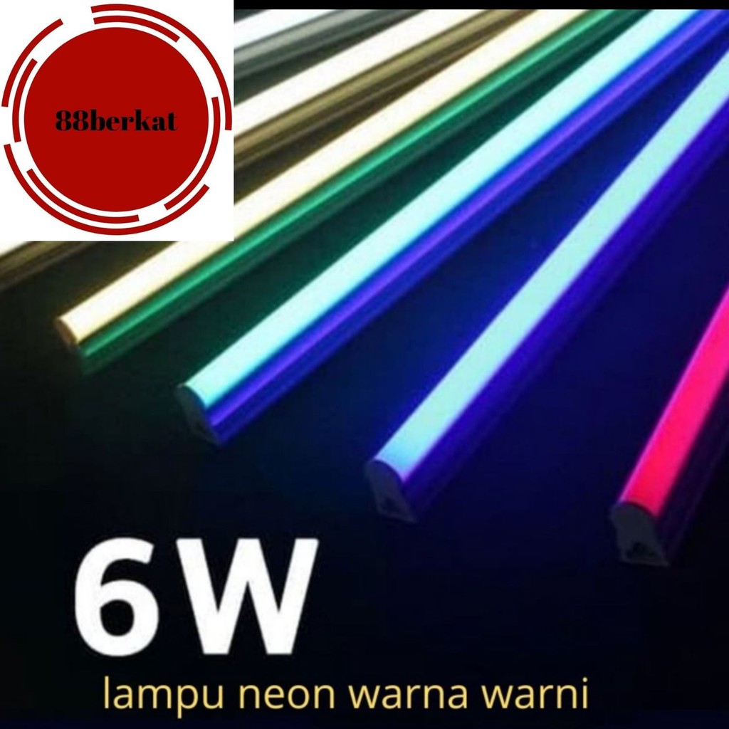  Lampu  TL  Neon T5 LED 6W 30cm Tube Warna Warni FREE BUBBLE 