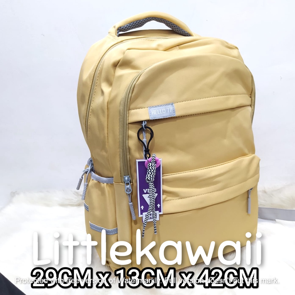 LK/ Tas Ransel Laptop Backpack Parasut Sekolah Fashion Casual Anak Remaja Dewasa Gantungan Karet Hello77 Import