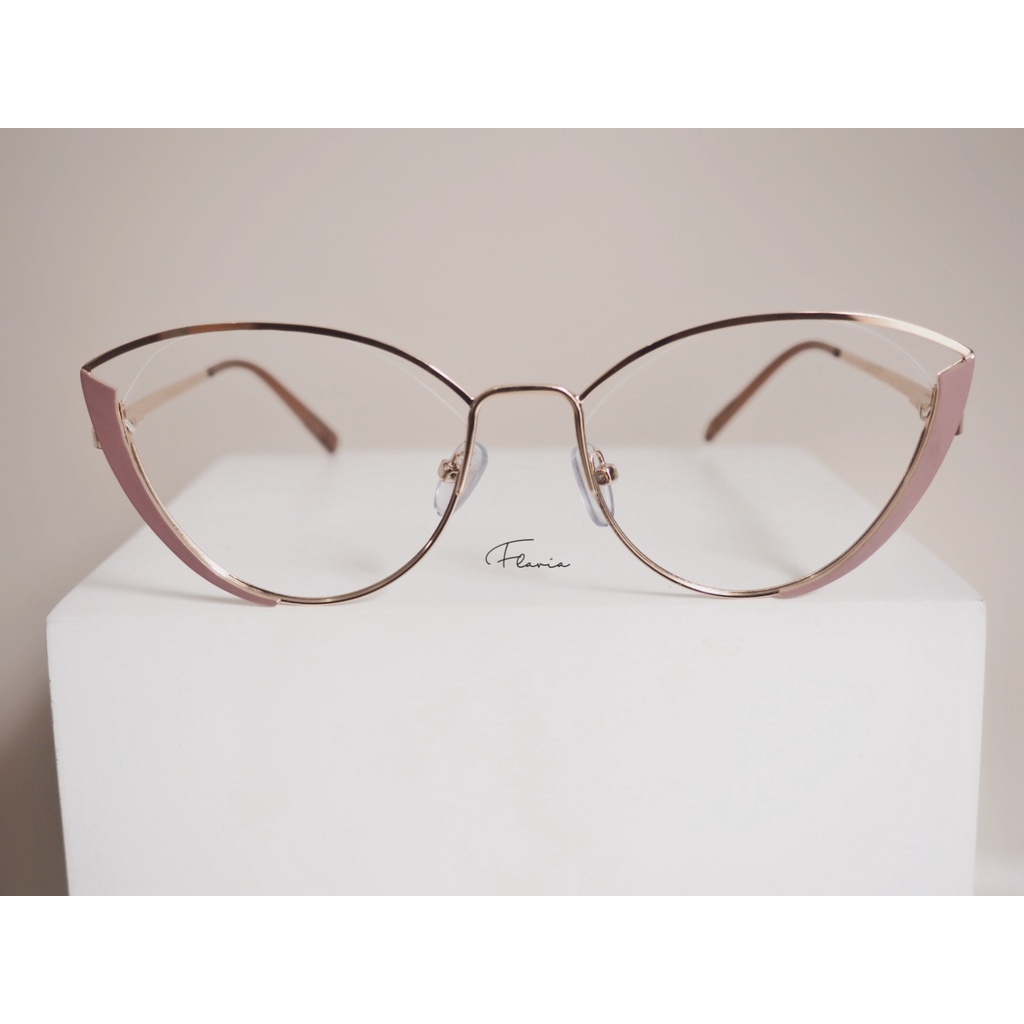 Flavia Eyewear - Kacamata Roxanne Cat Eye Titanium (custom minus, photochromic, blueray, bluechromic dan photobrown)