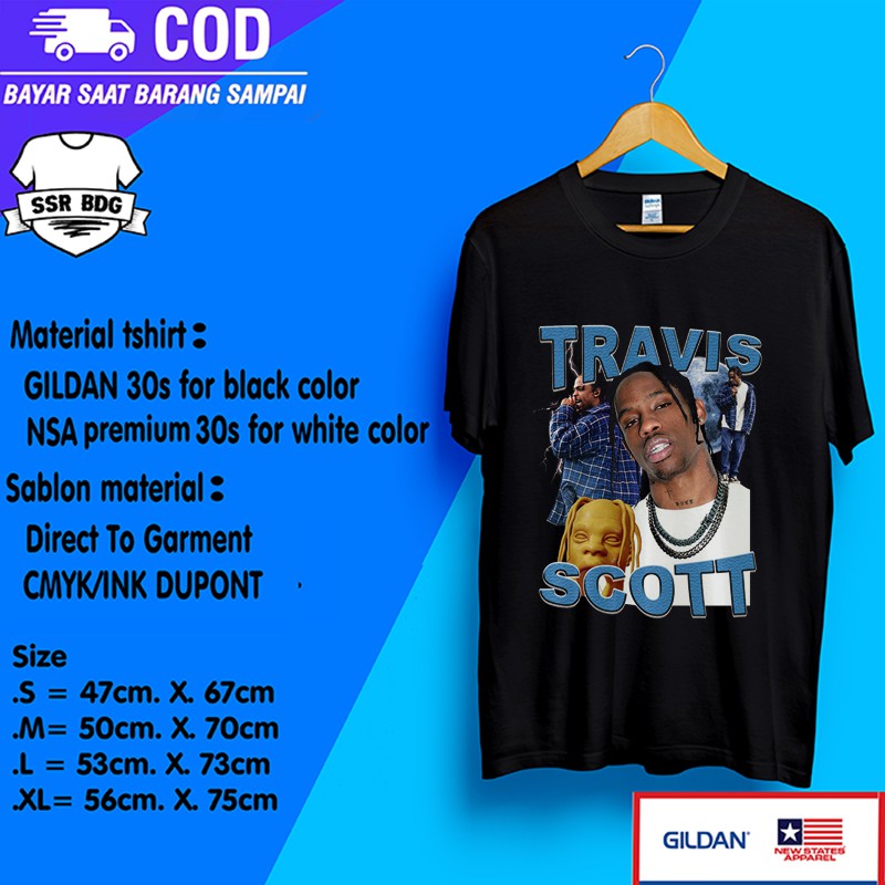 Kaos travis scott rap tee baju band musik vintage pria wanita unisex luar negri