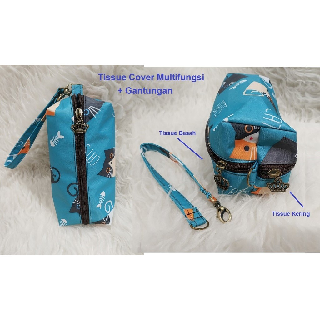 TISSUE COVER DOMPET TEMPAT TISSUE BASAH DAN KERING DENGAN GANTUNGAN