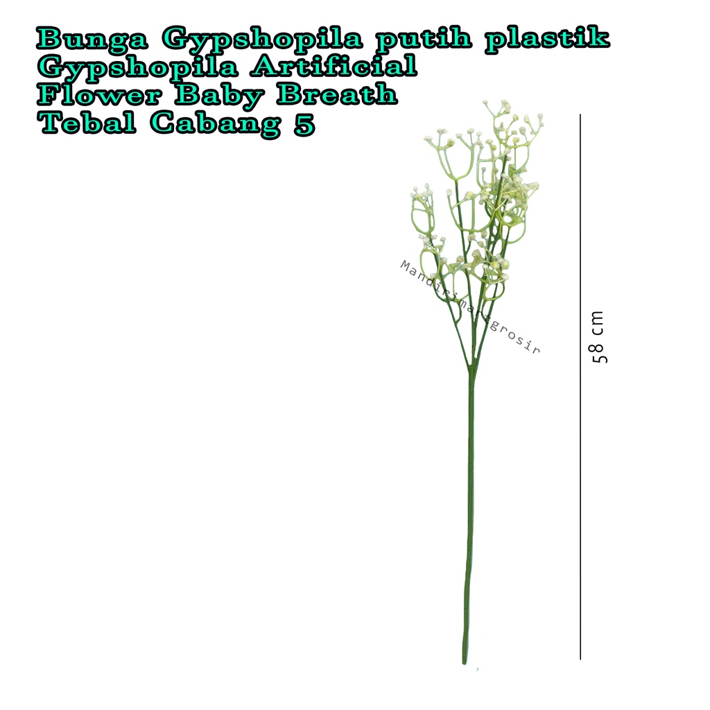 Bunga Gypshopila putih plastik * Gypshopila Artificial Flower * Baby Breath Tebal Cabang 5