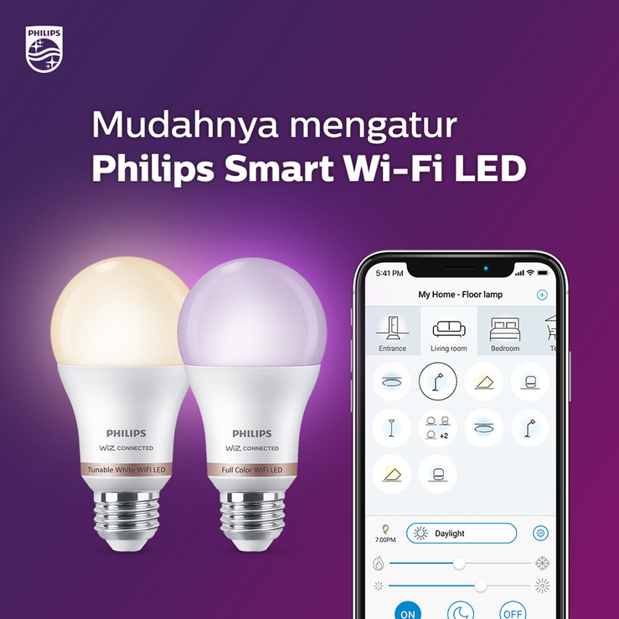 PHILIPS Smart WIFI/WI-FI LED Color+Tunable White (RGB) 9W E27 A60 Wiz