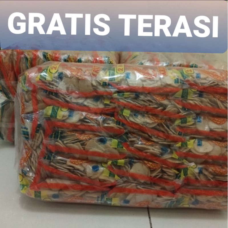 KERUPUK UDANG 2 GAJAH PUTRA 1 BAL ( KANCING) GRATIS terasi khas Cirebon