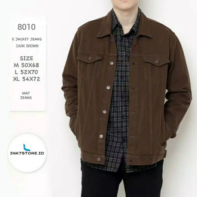 Ink7 Jaket Jeans Oversize Dark Brown Jaket Jeans Coklat Tua Pria