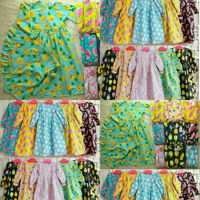 Gamis junior katun little koda size 6,7,8 th grosir ecer murah