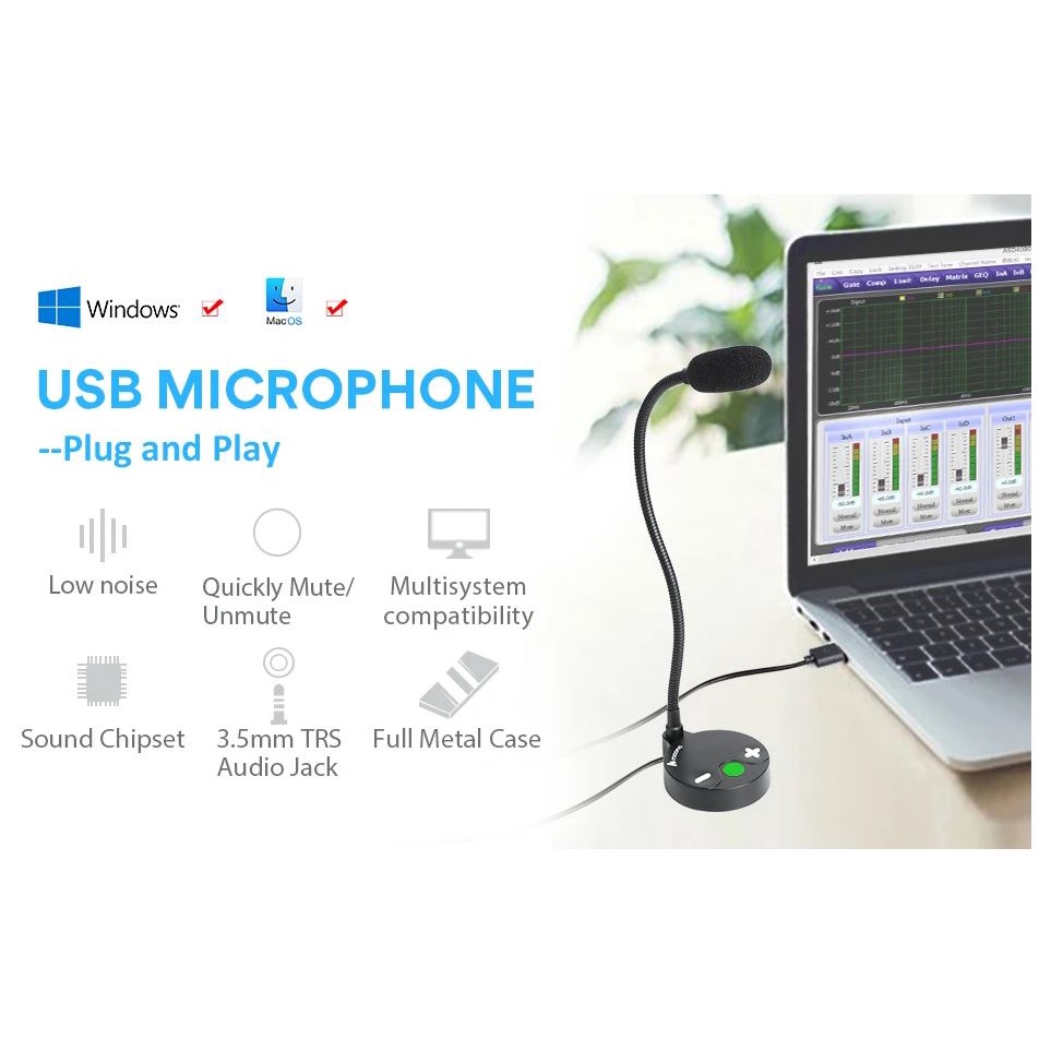 MAONO AU-GM10 Gooseneck USB Microphone Condenser